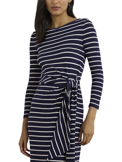 abito donna a righe blu e bianco con nodo Ralph Lauren | 200P03766001